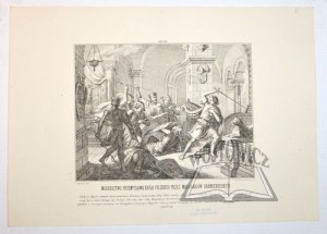 (Faience). MURDER of Przemyslaw the King of Poland by the Margraves of Brandenburg.