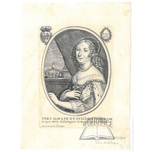 (Portret). LUDWIKA Maria Gonzaga (1611 - 1667), królowa Polski, druga żona Władysława IV, następnie Jana Kazimierza.