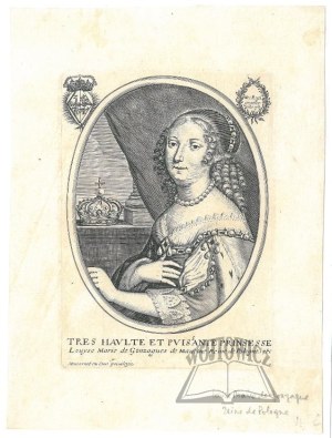 (Portrait). LUDWIKA Maria Gonzaga (1611 - 1667), queen of Poland, second wife of Ladislaus IV, then of John Casimir.