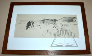 WYCZÓŁKOWSKI Leon (1852-1936), Three cows near the farm buildings.