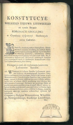 PRIVILEGE y Konstytucye seymowe za panowania Jego Krolewskiey mci Stanisława Augusta roku Pańskiego MDCCLIV, dnia 3 grudnia.
