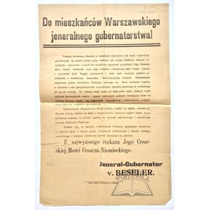 DO MIESZKAŃCÓW Warszawskiego Jeneralnego Gubernatorstwa!