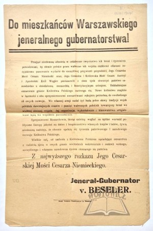 TO THE RESIDENTS of the Warsaw General Government!