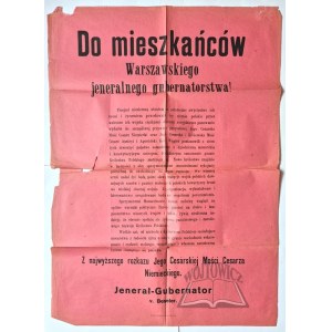 DO MIESZKAŃCÓW Warszawskiego Jeneralnego Gubernatorstwa!