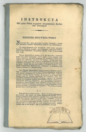ŁUBIEŃSKI Feliks (1758 - 1848, Minister of Justice of the Duchy of Warsaw), Instrukcya dla sądów pokoiu względem utrzymywania rachunków kassowych.