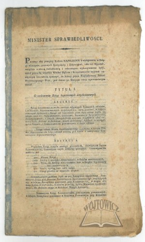 ŁUBIEŃSKI Feliks (1758 - 1848, Minister of Justice of the Duchy of Warsaw), (REGULATION) Minister of Justice.