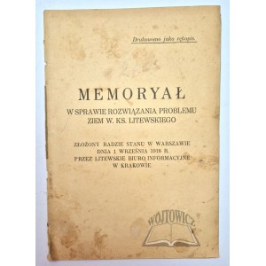 MEMORYAŁ w sprawie rozwiązania problemu ziem W. Ks. Litewskiego.