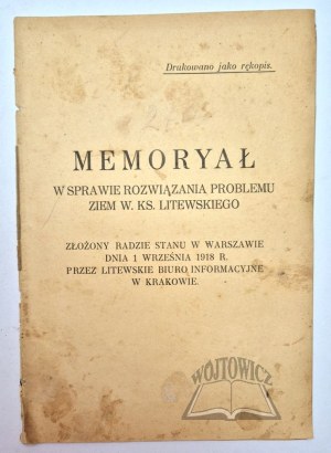 MEMORANDUM on the solution of the problem of the lands of the Grand Duchy of Lithuania.