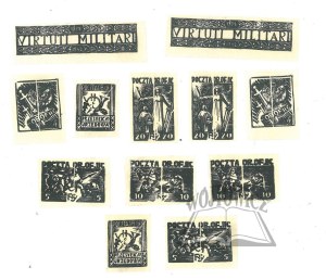 camp stamps. A collection of 12 camp stamps from the Woldenberg camp.