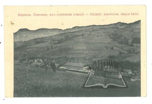 (Postcard). KARPATES, Lavochy, Railway Station.