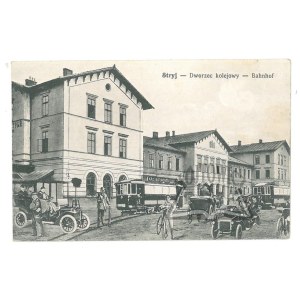 (Pocztówka). STRYJ - Dwrzec kolejowy - Bahnhof.