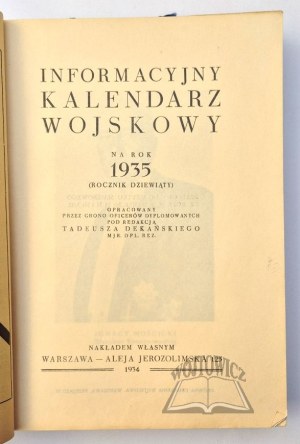 (CALENDAR). Informational Military Calendar for 1935.