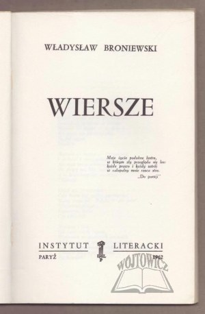 BRONIEWSKI Władysław, Poems.