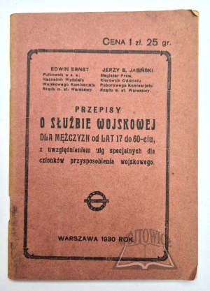 ERNST Edwin, Jasinski Jerzy J., Military service regulations for men from age 17 to 60.