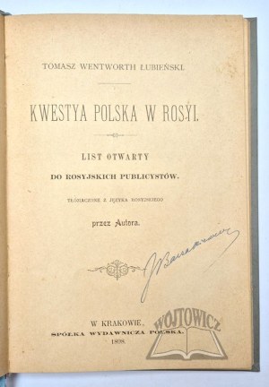 ŁUBIEŃSKI Tomasz Wentworth, Kwestya Polska w Rosyi.