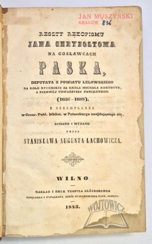 PASEK John Chrysostom, Remnants of the manuscript of John Chrysostom on the Goslovets of Pask,