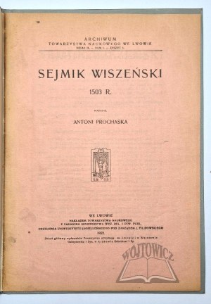 PROCHASKA Antoni, Sejmik of Vishnu 1503.