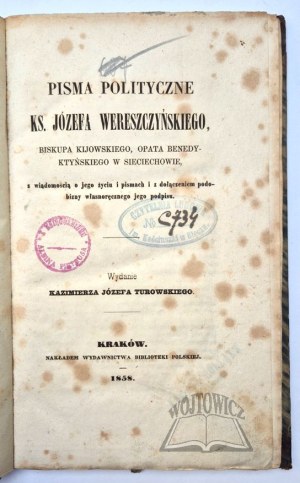 WERESZCZYŃSKI Józef, Political Writings of Rev. Józef Wereszczyński,