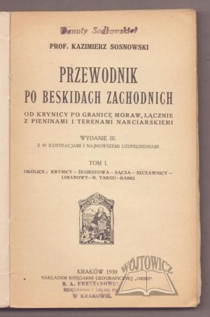 SOSNOWSKI Kazimierz, Guide to the Western Beskids.