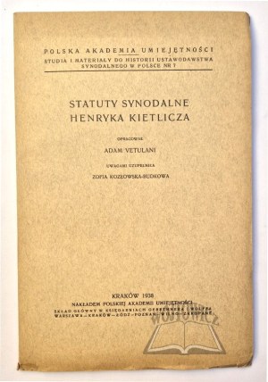 VETULANI Adam, Synodal Statutes of Henryk Kietlicz.