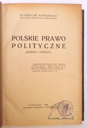 KOMARNICKI Wacław, Polish Political Law.