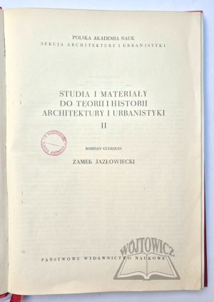 GUERQUIN Bohdan, Studies and Materials for the Theory and History of Architecture and Urbanism II.