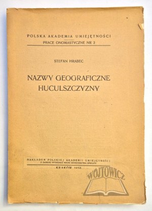 HRABEC Stefan, Geographical names of the Hutsul region.