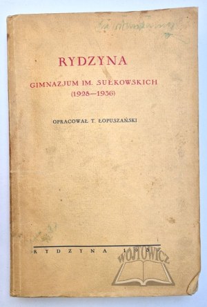 LOPUSZAŃSKI Tadeusz Jan, Rydzyna. Sulkowski Gymnasium (1928 - 1936).