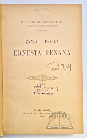 PAWLICKI Stefan, The life and works of Ernest Renan.