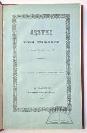 (SAWCZYŃSKI Zygmunt), Languages of the eastern part of our country.