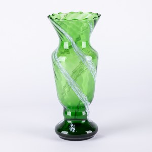 Green vase with canneling, 2nd half of 20th century.
