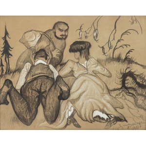 Stanislaw Ignacy Witkiewicz (1885 Warsaw - 1939 Jeziory in Polesia), Composition with a lying couple, 1916.