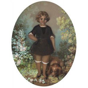 Teofil Kwiatkowski (1809 Pułtusk - 1891 Avallon), Portrait of a boy with a dog, 1847.