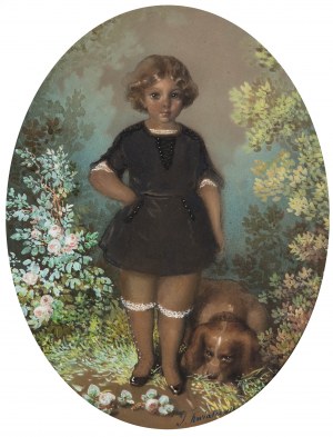 Teofil Kwiatkowski (1809 Pułtusk - 1891 Avallon), Portret chłopca z pieskim, 1847 r.
