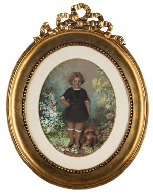 Teofil Kwiatkowski (1809 Pułtusk - 1891 Avallon), Portret chłopca z pieskim, 1847 r.