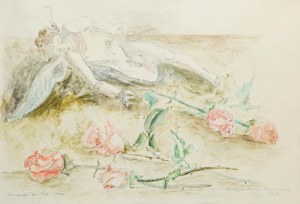 Maja Berezowska (1893 Baranowicze-1978 Warszawa), Drewniany aniołek i róże