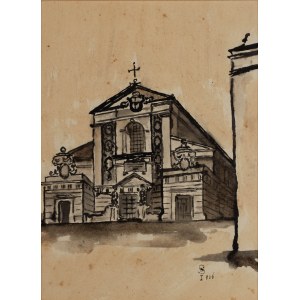 Stanisław Noakowski (1867-1928), Widok na kościół z trzema wejściami, 1906 r.