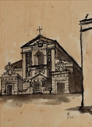 Stanisław Noakowski (1867-1928), Widok na kościół z trzema wejściami, 1906 r.