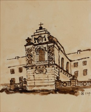 Stanisław Noakowski (1867-1928), Widok na kościół, 1917 r.