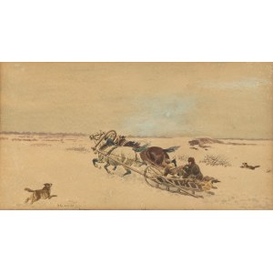 Kajetan Kosiński (1847 Łużany na Bukowinie - 1935 Lwów), Jazda saniami