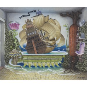 Jacek Yerka, A BATH WITH A CIRCLE, 2024