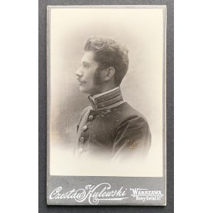 [Military] Carton photograph - portrait of a soldier. WARSAW [before 1910].