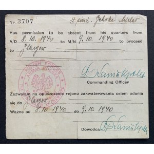 [Wojsko] Polska Armia. Przepustka do Glasgow [1940]