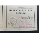 [Wojsko] LEGITYMACJA - SREBRNY KRZYŻ ZASŁUGI. Warszawa [1951]