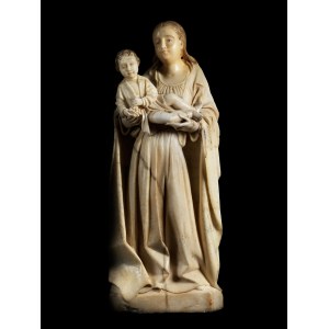 Seltene spätgotische Figur einer Madonna mit Kind