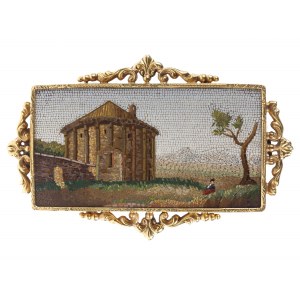 Goldbrosche mit römischem Mikromosaik