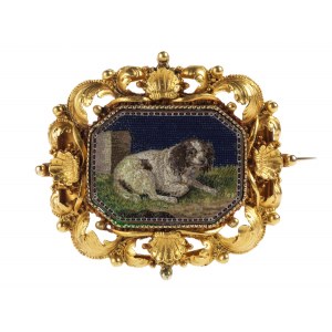 Mikromosaikbrosche mit Hund
