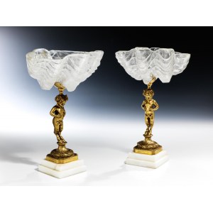 Pair of rock crystal tazza
