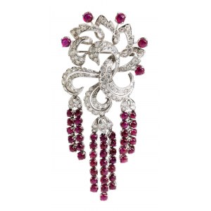 Ruby diamond brooch