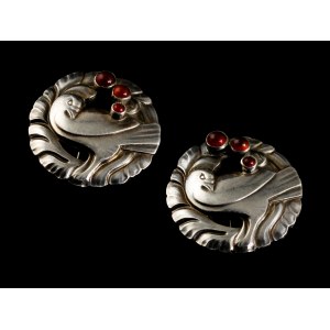 Srebrne klipsy do uszu z karneolem marki Georg Jensen
